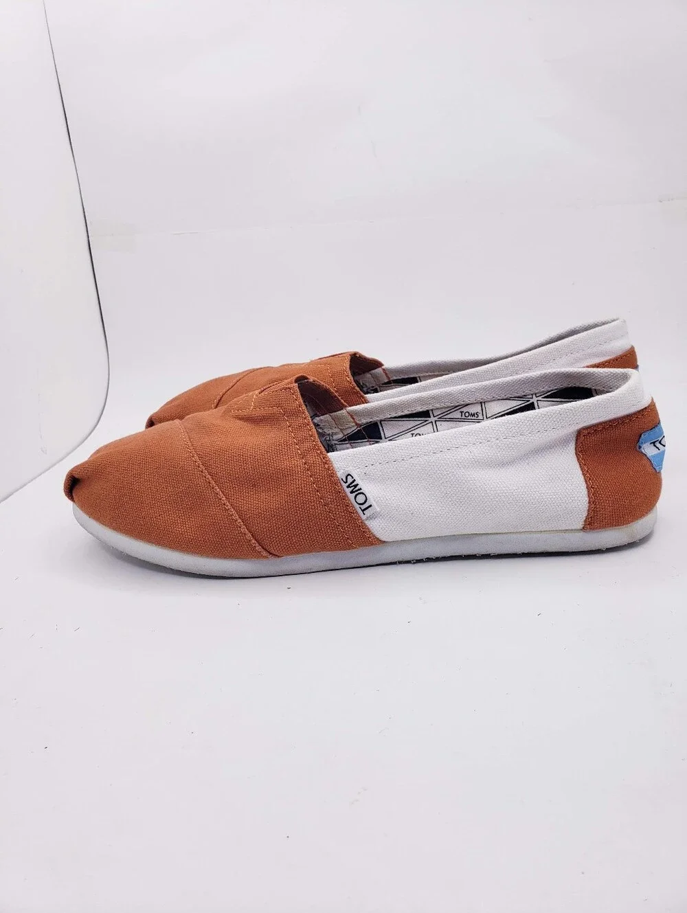 Toms Orange & White University Of Texas Austin Slip On Flats Women's Size 8.5